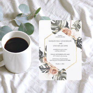 Convites Orquídea Elegante e Rosa Moldura