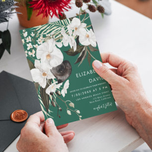 Convites Orquídea Elegante Emerald Floral Casamento