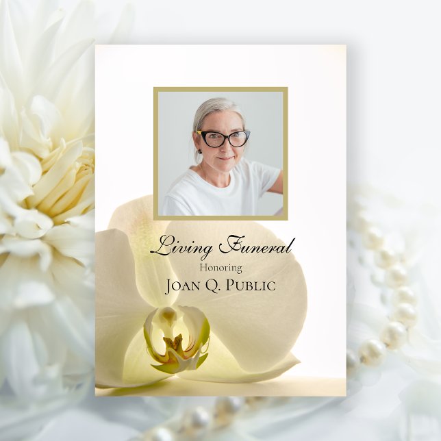 Convites Orquídea Flor no Partido Funeral Branco (Criador carregado)