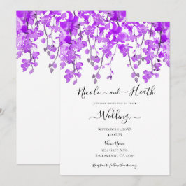 Convites Orquídea Floral de Aquarela Roxa Casamento 