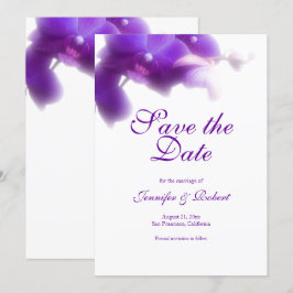Convites Orquídea Floral Roxo Elegante Salvar a Data