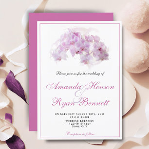 Convites Orquídea Rosa Aguarela Floral Casamento