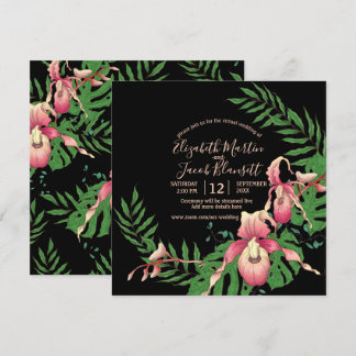 Convites Orquídea Rosa do Slipper no Casamento Virtual Negr