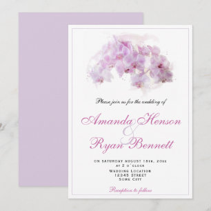 Convites Orquídea Rosa Flor de Aquarela Casamento Floral