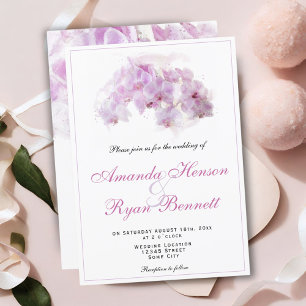 Convites Orquídea Rosa Flor de Aquarela Casamento Floral