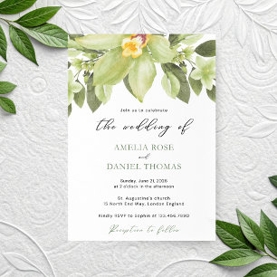 Convites Orquídea Verde Botânica Aquarela Casamento