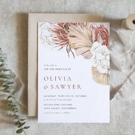 Convites Orquídeas Boho e Palmeiras Secas Casamento de Códi