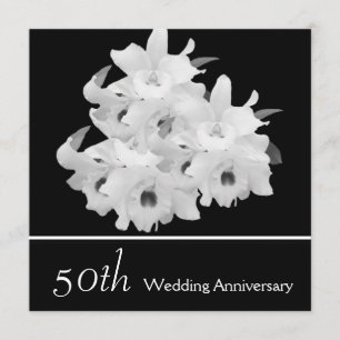 Convites Orquídeas Brancas Elegantes 50º Aniversário de