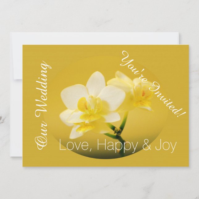 Convites Orquídeas brancas em casamento cristão amarelo (Verso)