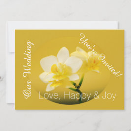 Convites Orquídeas brancas em casamento cristão amarelo