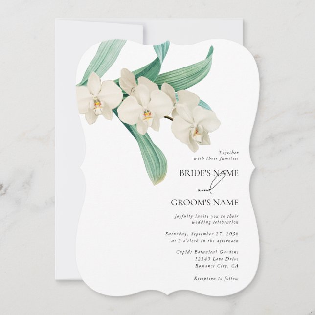 Convites Orquídeas Brancas Florais Casamento Aquarela (Frente)