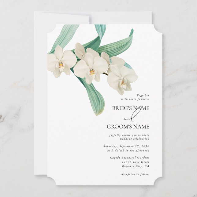 Convites Orquídeas Brancas Florais Casamento Aquarela (Frente)
