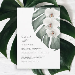 Convites Orquídeas Brancas no Casamento Tropical de Monster