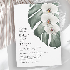 Convites Orquídeas Brancas no Casamento Tropical de Monster