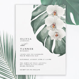 Convites Orquídeas Brancas no Casamento Tropical de Monster