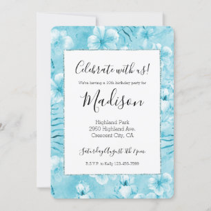 Convites Orquídeas Brancas Tropicais Aqua Hibiscus Floral