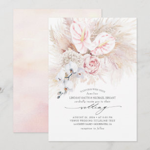 Convites Orquídeas de Anthurium Rosa e Casamento de Grass 