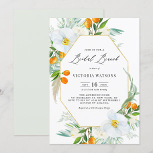 Convites Orquídeas de Aquarela e Kumquats Bridal Brunch