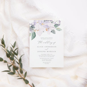 Convites Orquídeas de Aquarela Púrpura Elegante Casamento