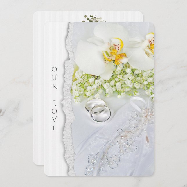 Convites orquídeas de casamento e anéis (Frente/Verso)