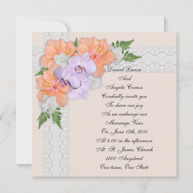 Convites Orquídeas de Convocação e hibisco (Frente)