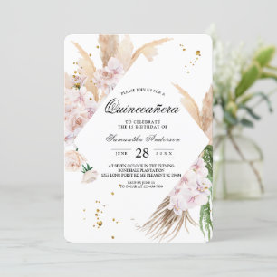 Convites Orquídeas Elegantes e Quadro de Beleza Pampas