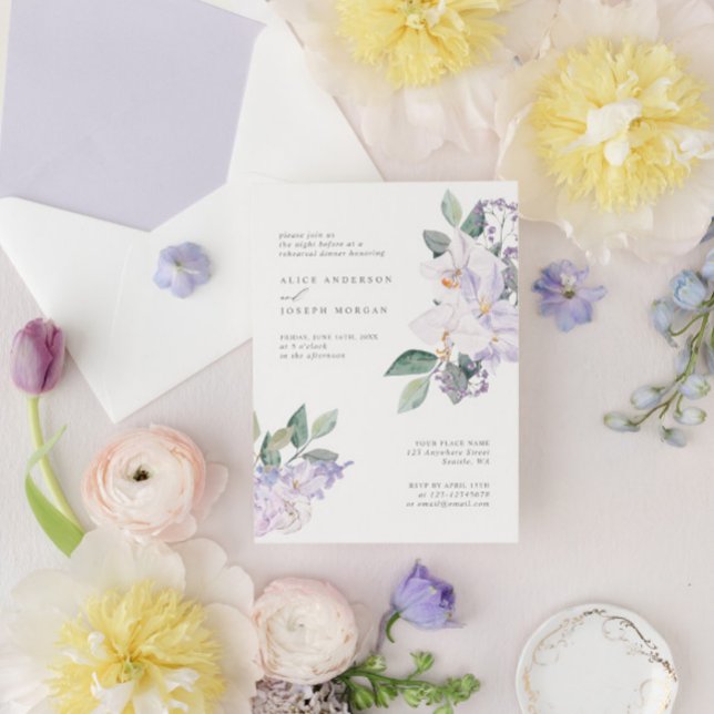 Convites Orquídeas Elegantes Modernas e Janto de ensaio Gre (Criador carregado)