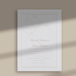 Convites Orquídeas Formal Clássico Marfim Arte Desenhada Ca