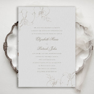 Convites Orquídeas Graciosas Casamento Formal de Marfim