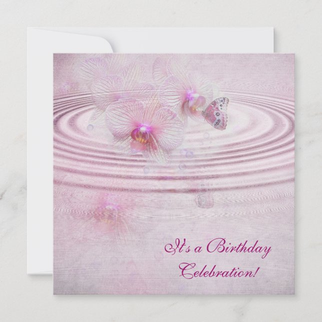 Convites Orquídeas Rosa com Borboleta (Frente)