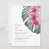 Orquídeas Rosa Quente Código QR de Casamento Tropi