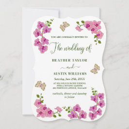 Convites Orquídeas Roxas Delicadas Elegantes Botânicas Boêm