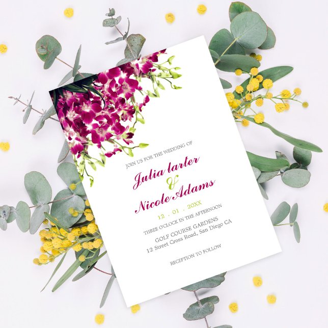 Convites Orquídeas Roxas Foto Botânica Floral Casamento (Criador carregado)