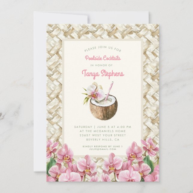 Convites Orquídeas Tropicais com Pina Colada | Piscina (Frente)