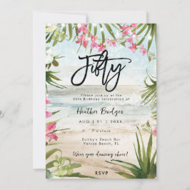 Convites Orquídeas tropicais de praia 50ª festa de aniversá