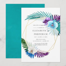 Convites Orquídeas Tropicais Festa de noivado Geométrica