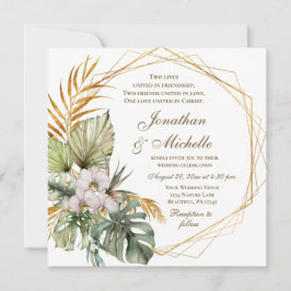Convites Orquídeas Tropicais Palms Floral Casamento Cristão