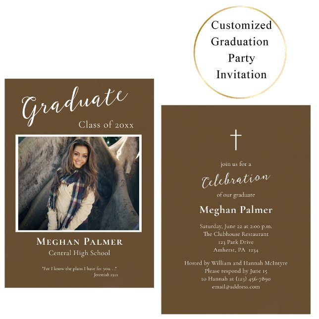 Convites Orthodox Christian Simple Rustic Graduation Party  (Criador carregado)