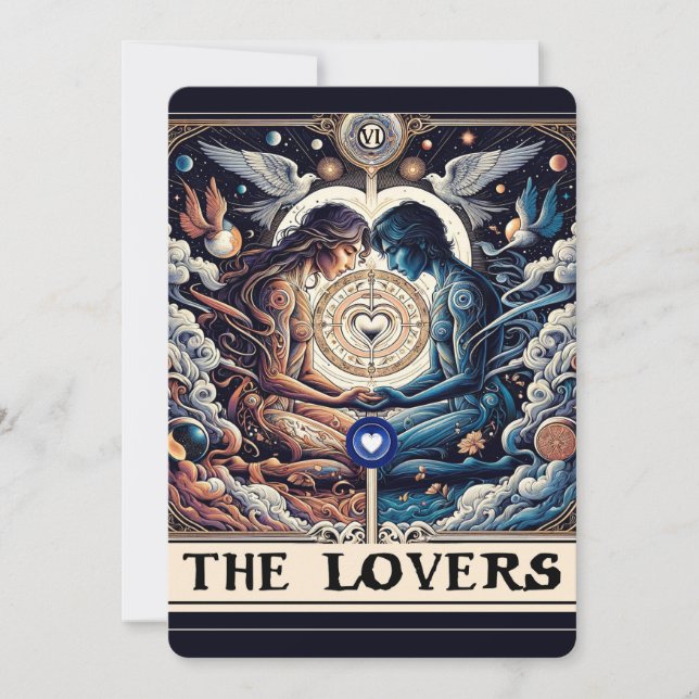 Convites OS AMANTES Tarot Celestial Homem & Mulher Noivado  (Frente)