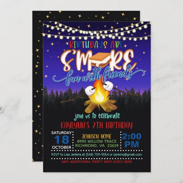 Convites Os aniversários são mais divertidos com os amigos  (Frente/Verso)