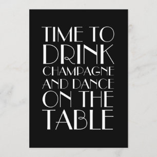 Convites os anos 20 pretos & festa de noivado branca