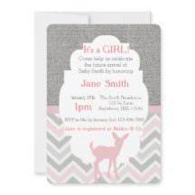 Os cervos cor-de-rosa Chevron do bebê & o chá de