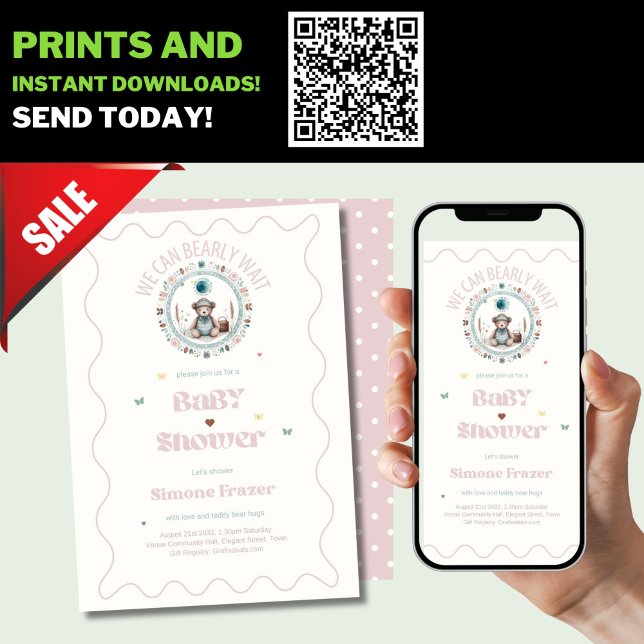 Convites Os Convidados de Piquenique Online Teddy Bears Pod (Criador carregado)