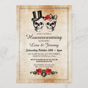Convites Os crânios cor-de-rosa do Housewarming rústico