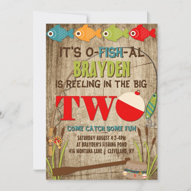 Convites Os Dois Grandes Temas De Pesca Meninos Primeiro An (Frente)