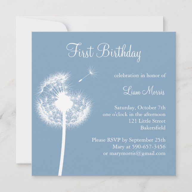 Convites Os melhores votos! (azul) (Frente)