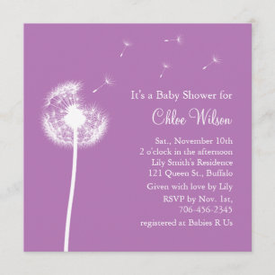 Convites Os melhores votos! Chá de fraldas (roxo)