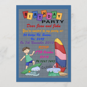 Convites Os meninos travam uma onda