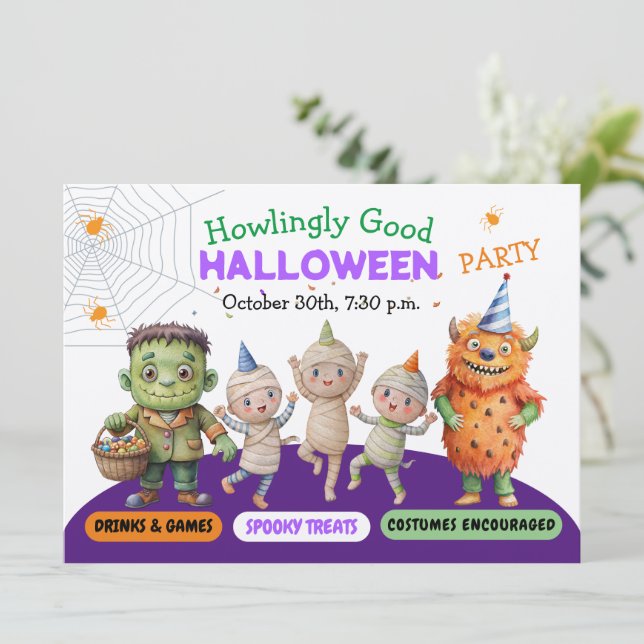 Convites Os monstros do festival de festas de Halloween ass (Em pé/Frente)