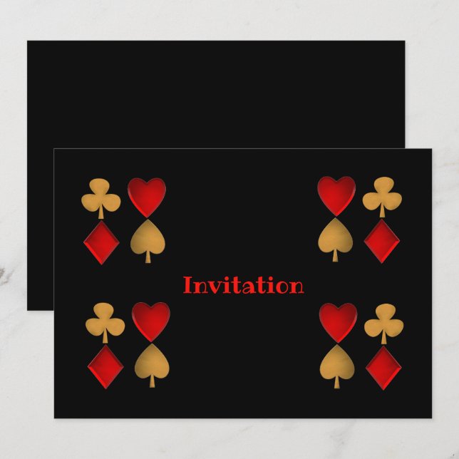 Convites Os quatro naipes, personalizados (Frente/Verso)